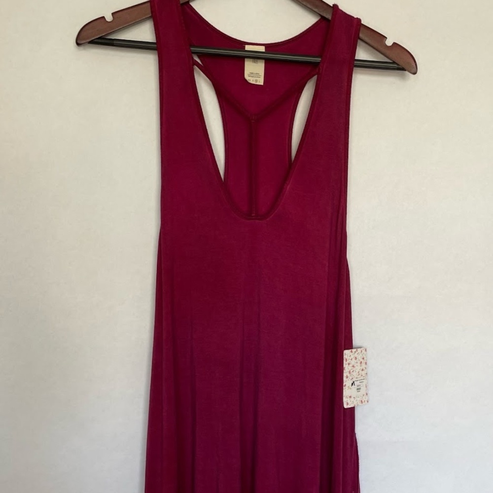 Women's Sleeveless Racerback Tank Dress - Magenta
